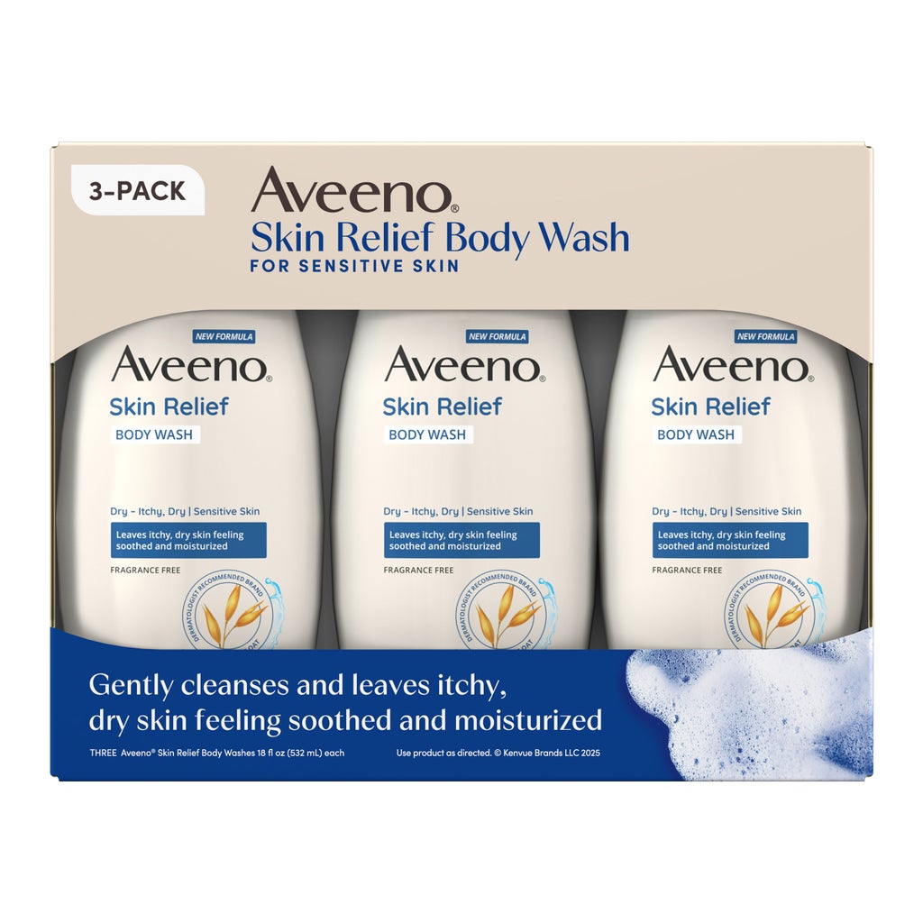 Aveeno Skin Relief Body Wash, 18 fl oz, 3-pack - product image
