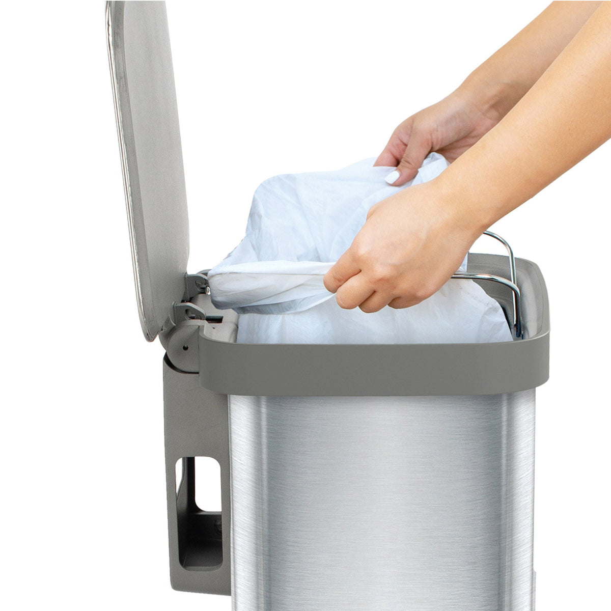Glad Stainless Steel Trash Can and Bag Bundle