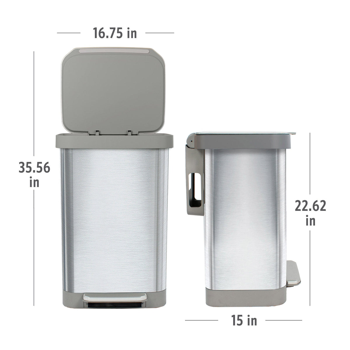 Glad Stainless Steel Trash Can and Bag Bundle