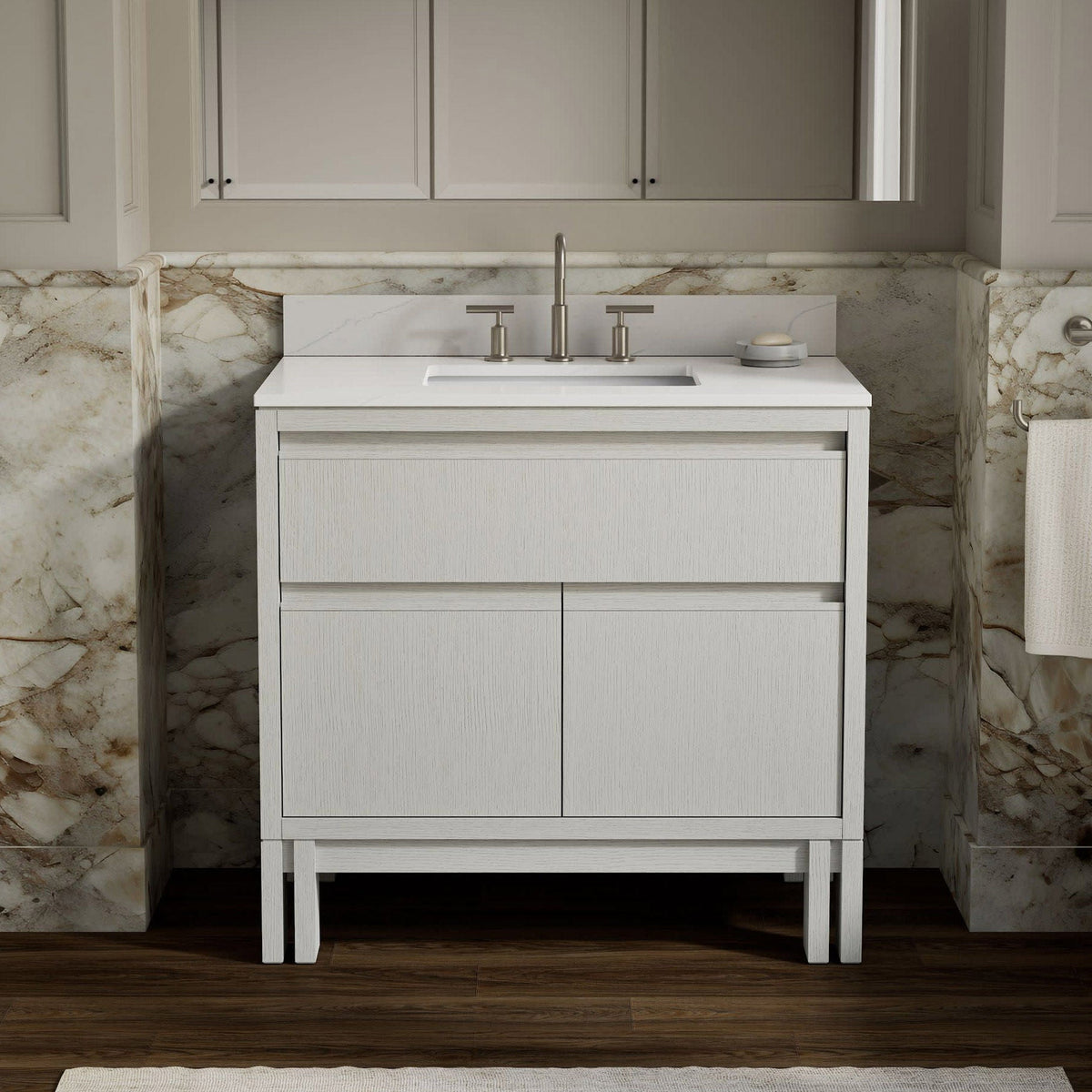 Kohler Solive Bathroom Vanity with Sink and Quartz Top in White