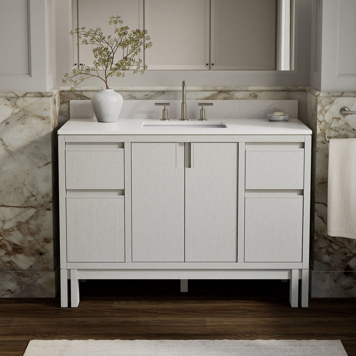 Kohler Solive Bathroom Vanity with Sink and Quartz Top in White