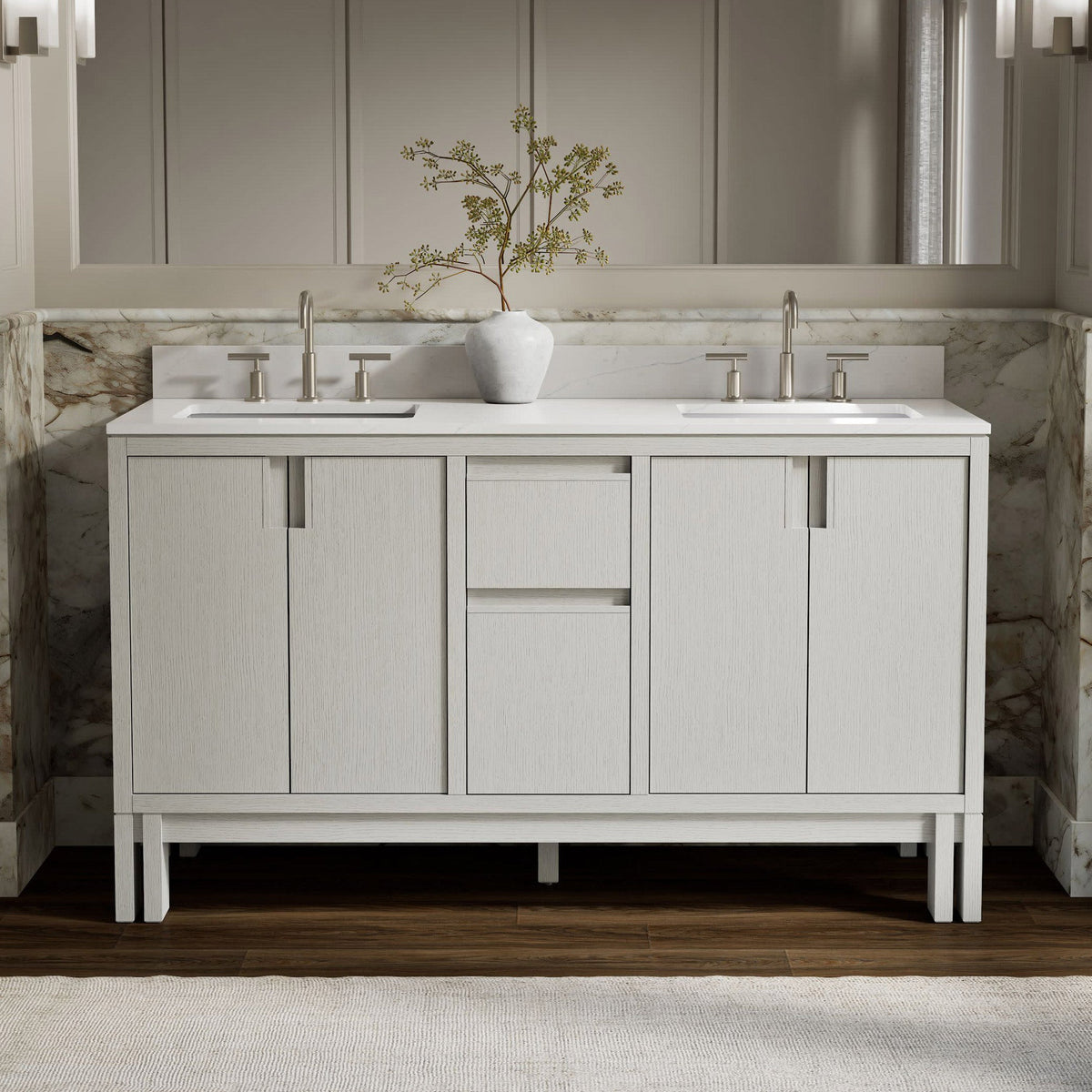 Kohler Solive Bathroom Vanity with Sink and Quartz Top in White