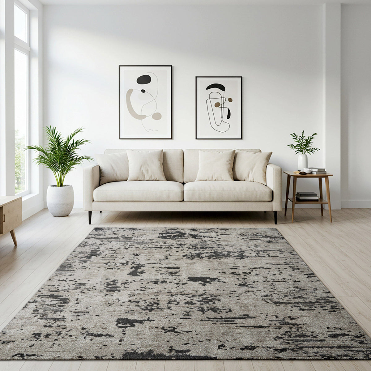 Solaris Area Rug, Argent Charcoal, 6'6” x 9'