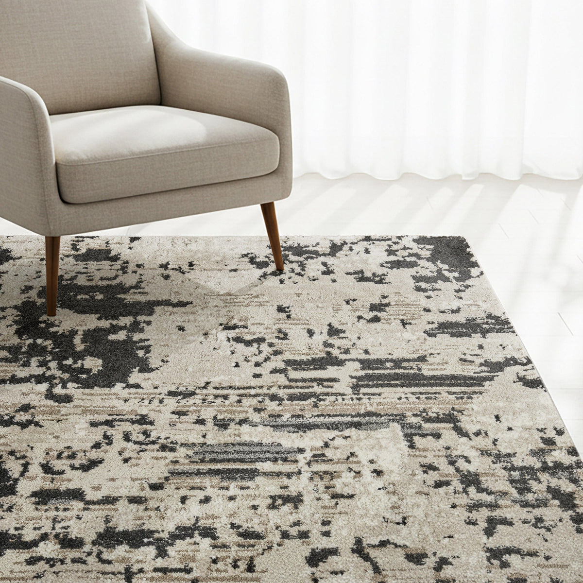 Solaris Area Rug, Argent Charcoal, 6'6” x 9'