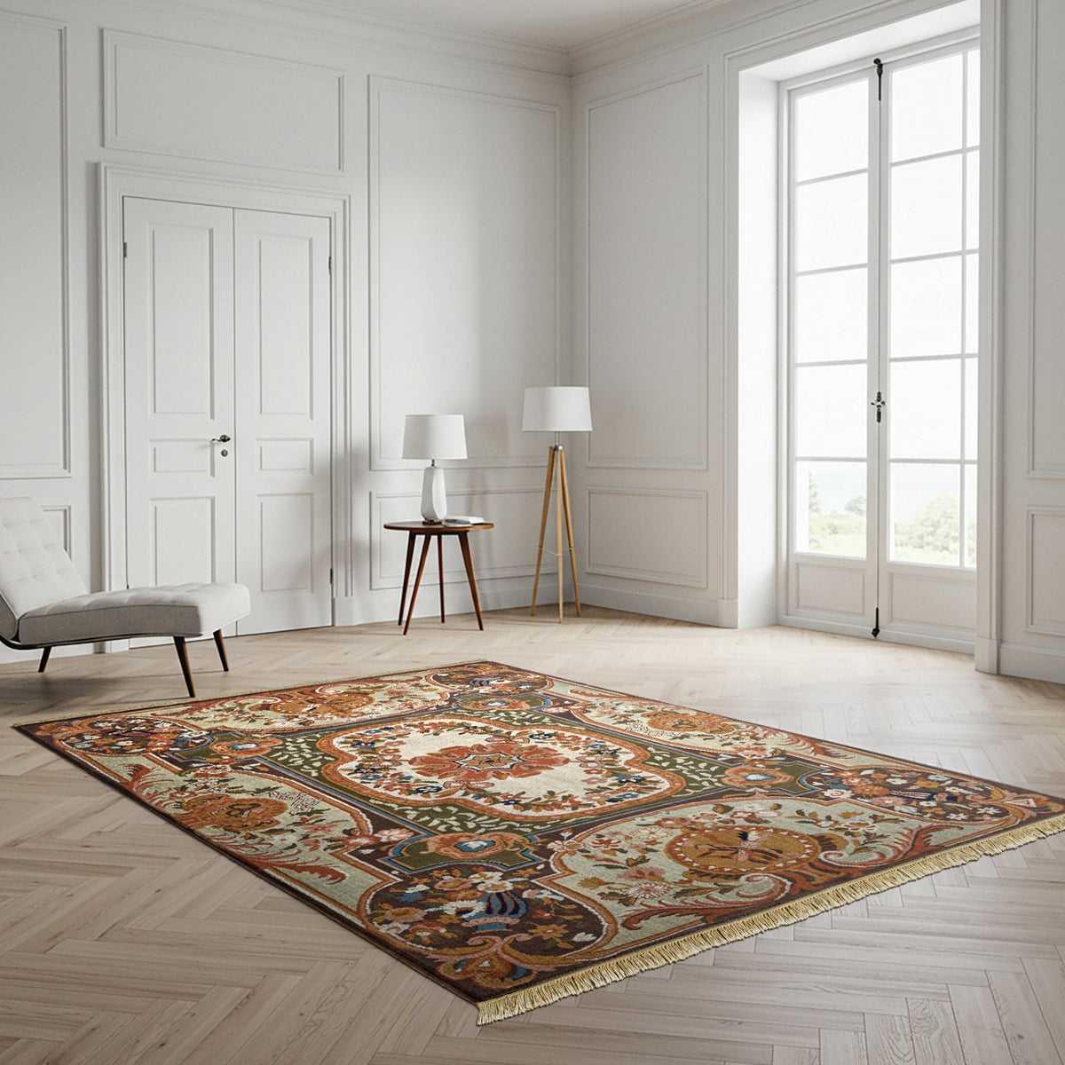 Chatsworth Hand Knotted Rug Collection, Beckley Park Ivory
