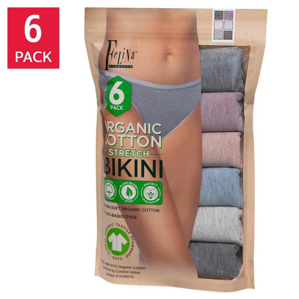Felina Women's Organic Cotton Stretch Bikini, 6-pack - product image