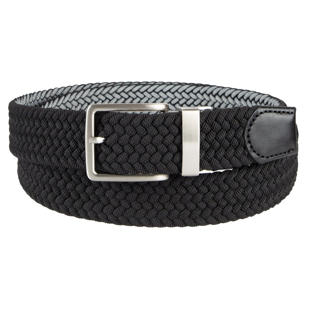 [color:black] Tommy Bahama Men's Stretch Braided Reversible Belt - Black - image 2