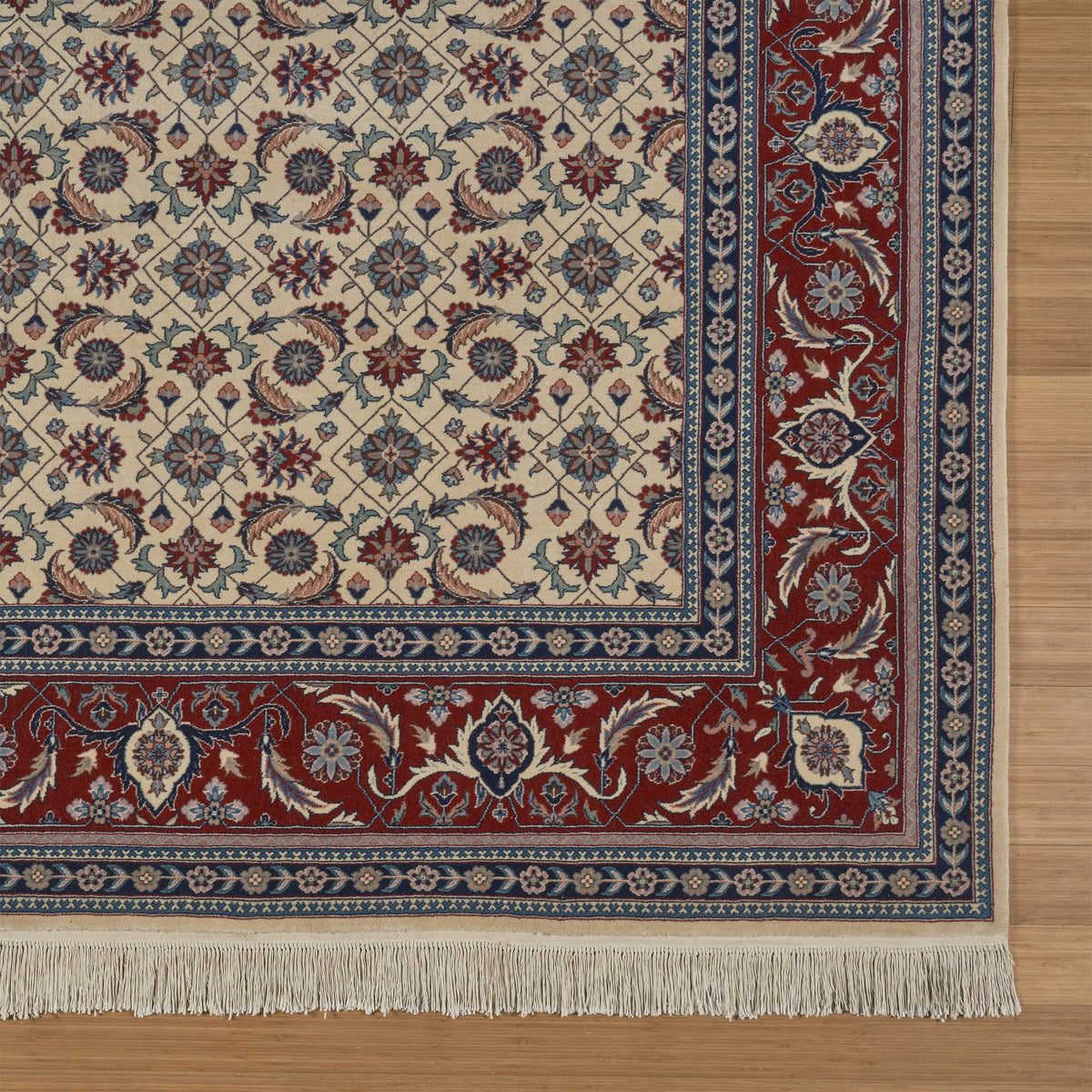 Montacute Hand Knotted Rug Collection, Classic Herati Ivory Red