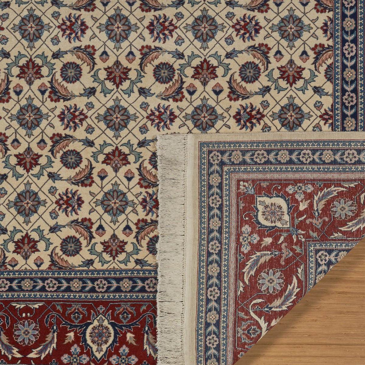 Montacute Hand Knotted Rug Collection, Classic Herati Ivory Red