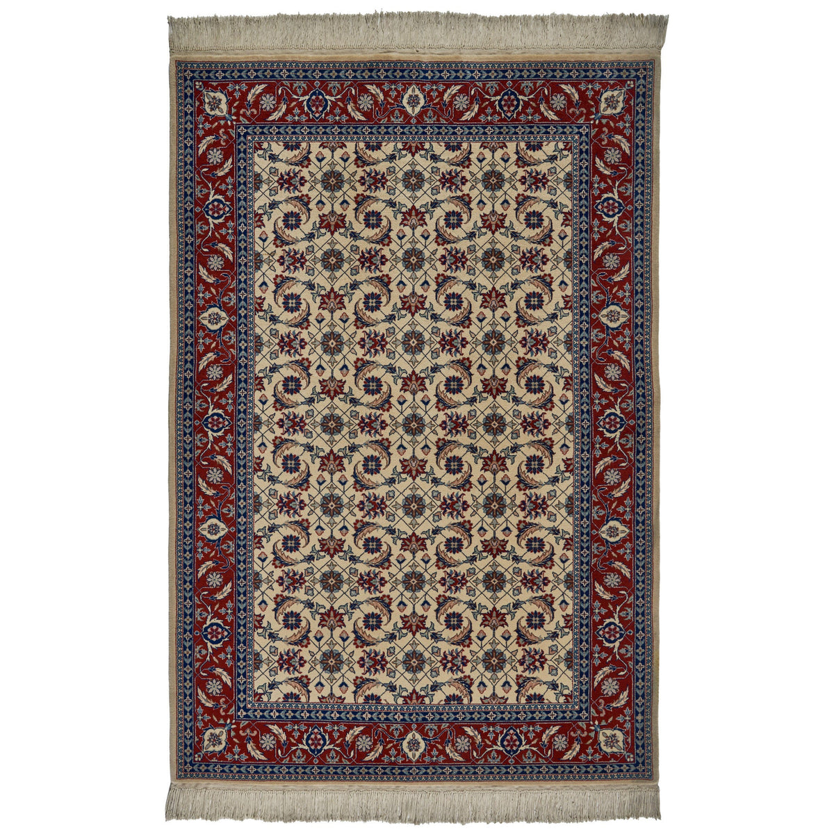 Montacute Hand Knotted Rug Collection, Classic Herati Ivory Red