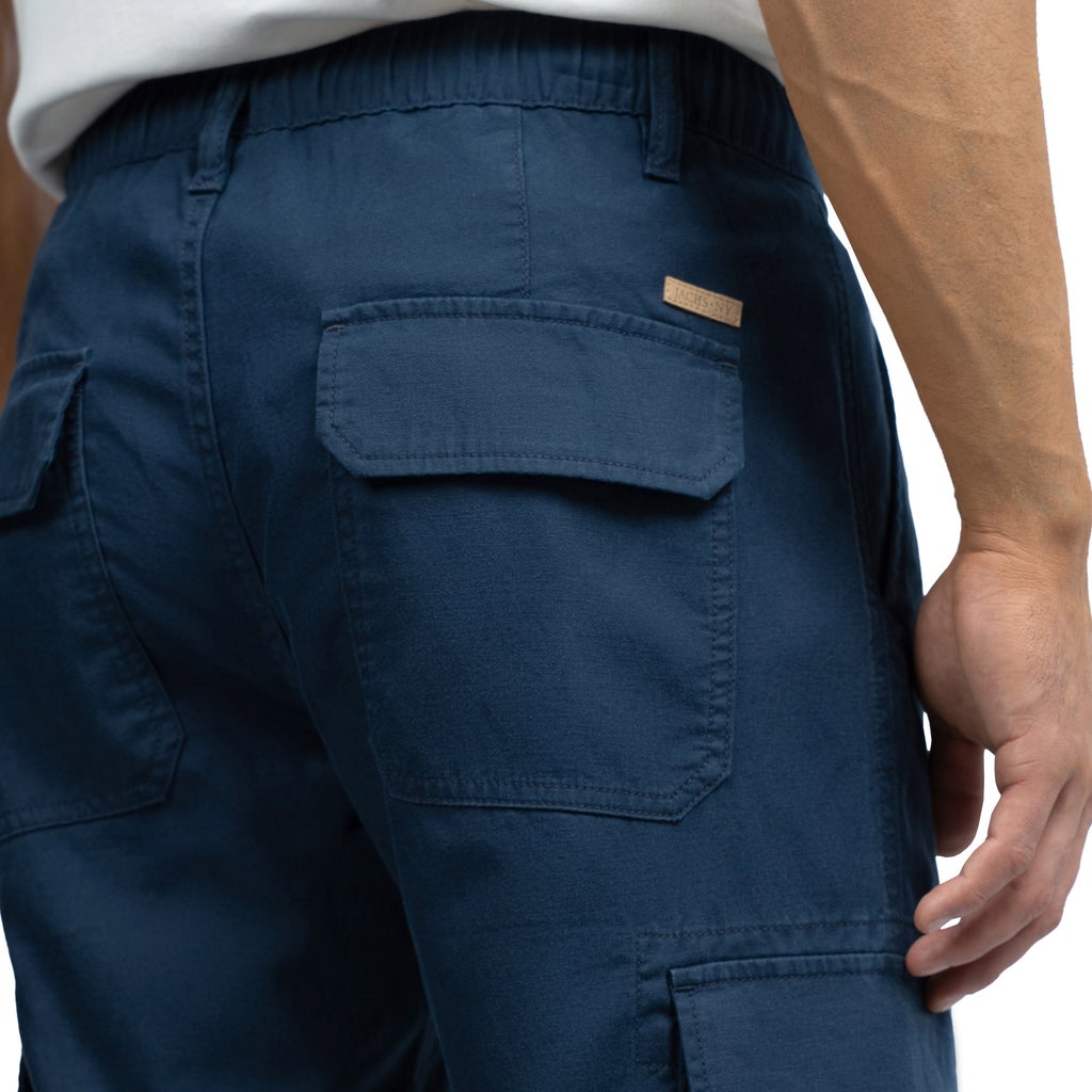 [color:blue] Jachs Men's Linen Blend Cargo Pant - Blue - image 4