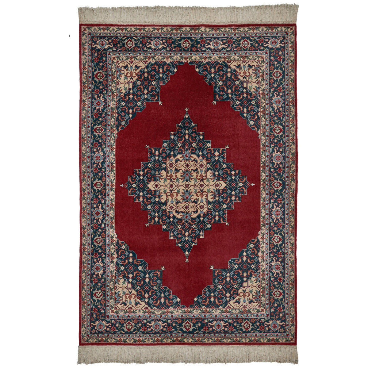 Montacute Hand Knotted Rug Collection, Diamond Medallion Redfield Red