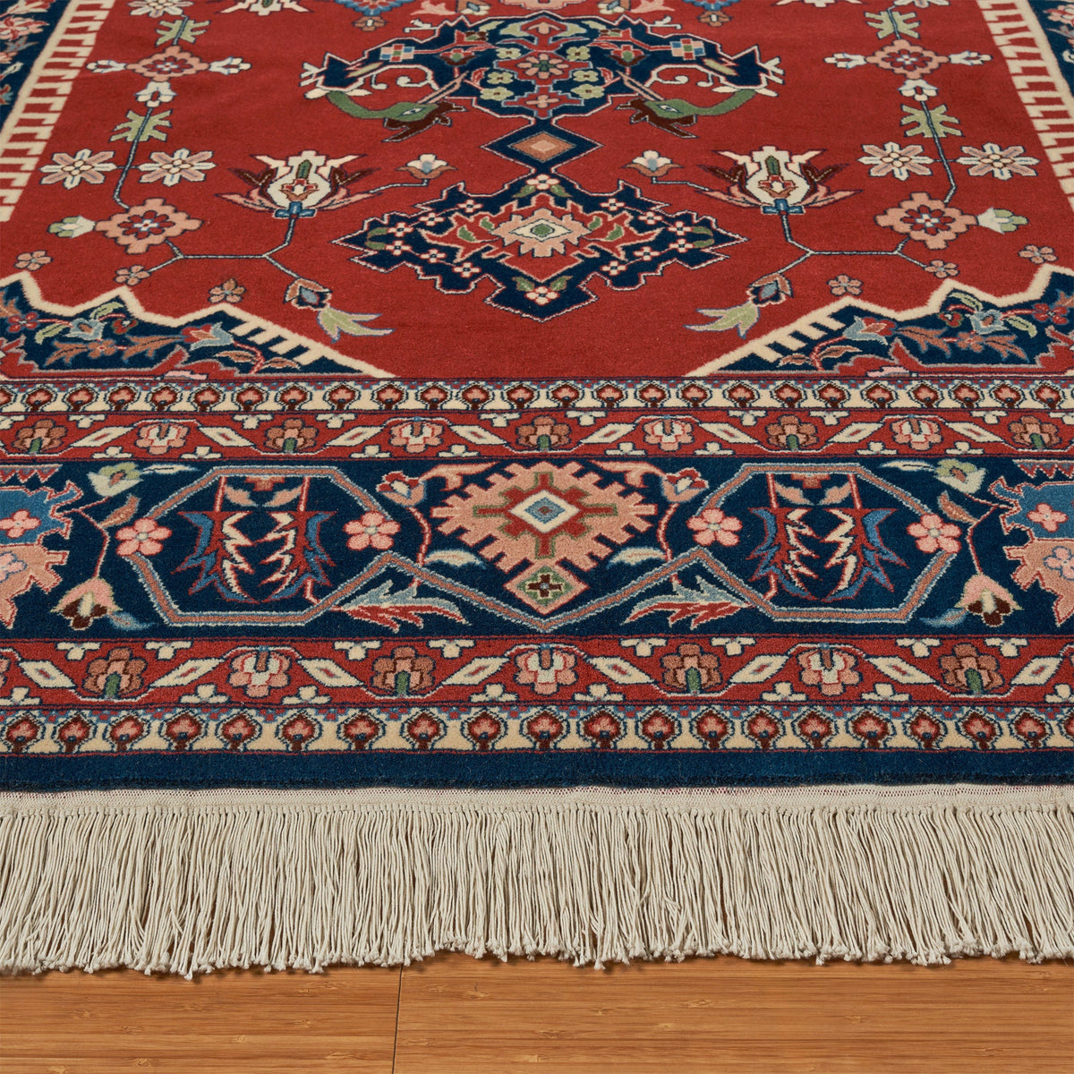 Montacute Hand Knotted Rug Collection, Churchill Medallion Red Navy