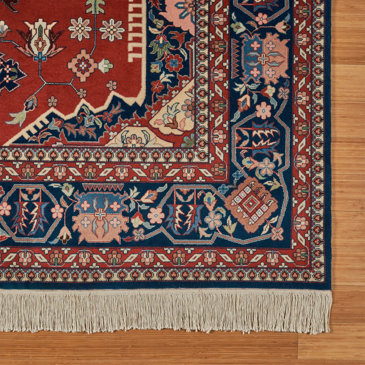 Montacute Hand Knotted Rug Collection, Churchill Medallion Red Navy