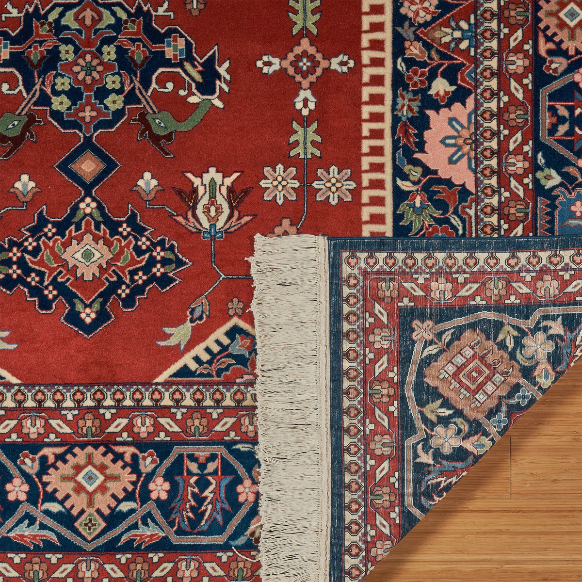 Montacute Hand Knotted Rug Collection, Churchill Medallion Red Navy