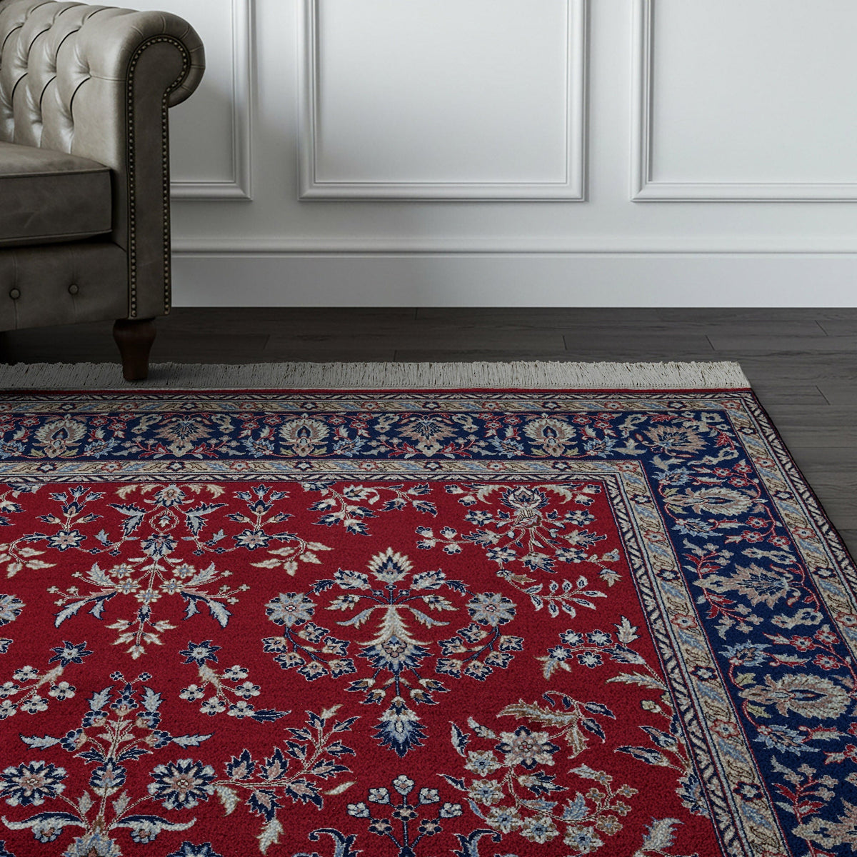 Montacute Hand Knotted Rug Collection, Grand Sarouk Red Navy