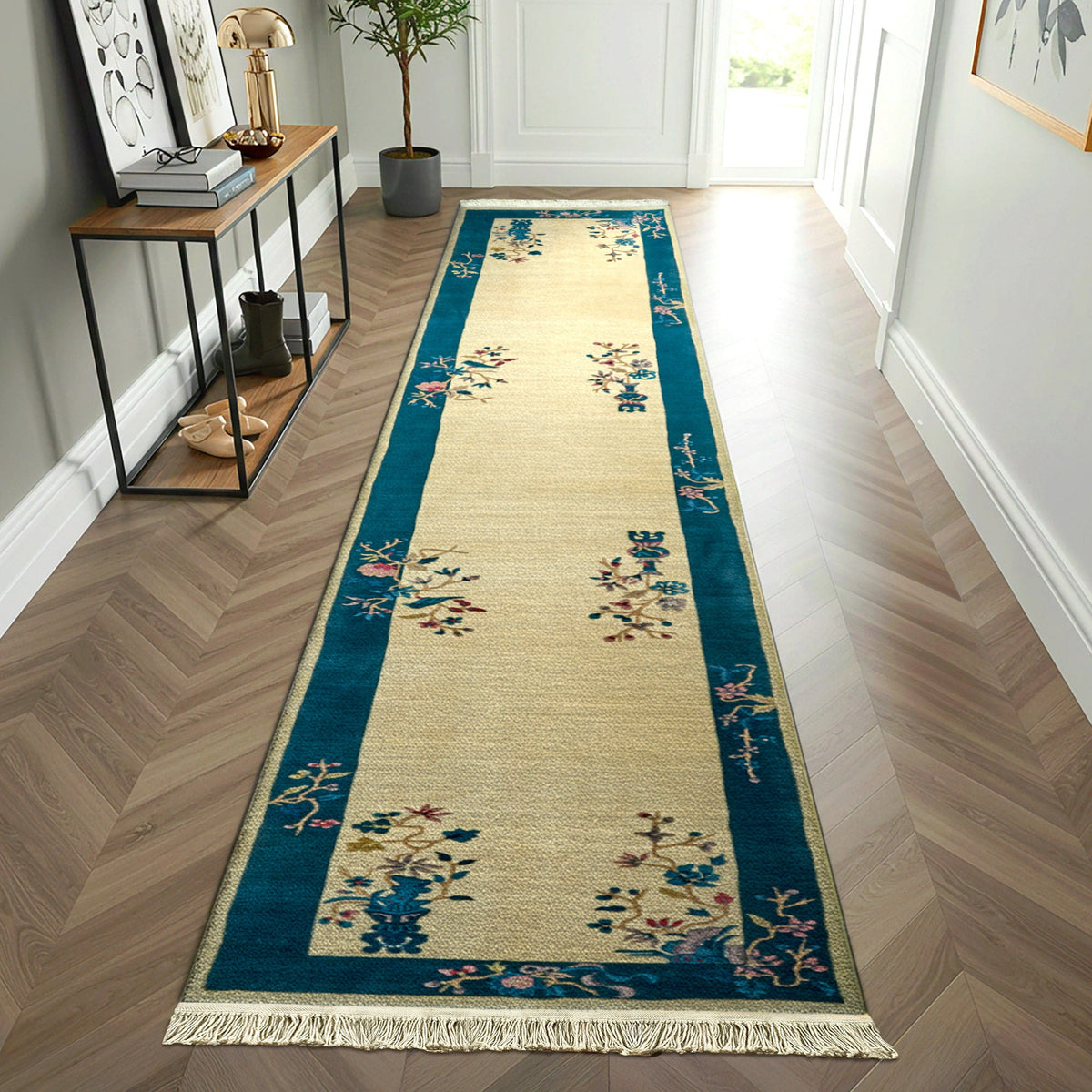 Pagoda Hand Knotted Rug Collection, Shan Border Navy