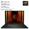 MSI Crosshair A18 HX 18" Gaming Laptop - AMD Ryzen 9 8940HX - NVIDIA RTX 5070 - 2560x1600 - 32GB RAM - 1TB SSD - Windows 11 – image 1
