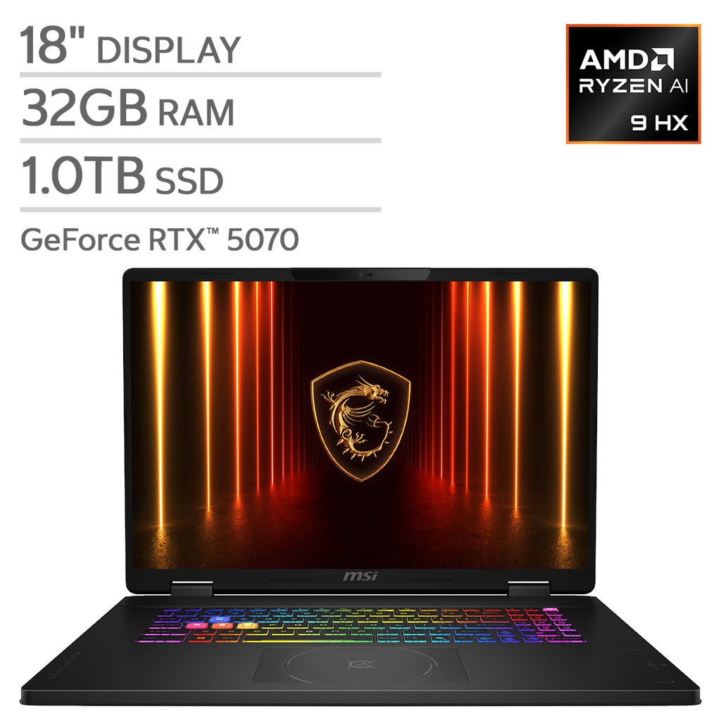 MSI Crosshair A18 HX 18" Gaming Laptop - AMD Ryzen 9 8940HX - NVIDIA RTX 5070 - 2560x1600 - 32GB RAM - 1TB SSD - Windows 11 – image 1