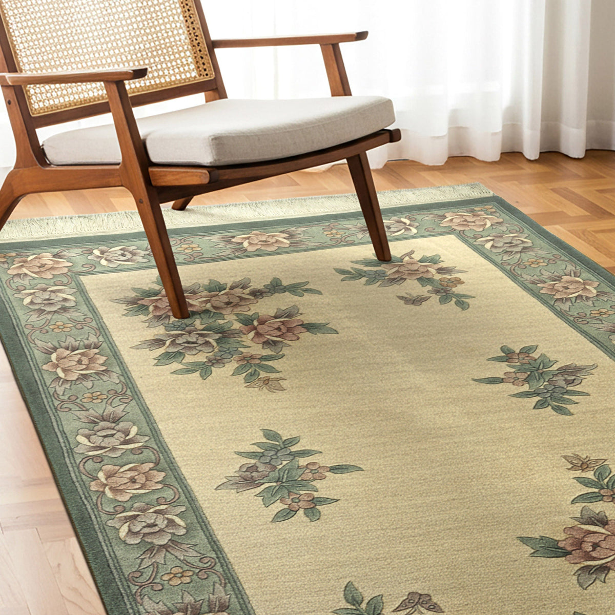 Pagoda Hand Knotted Rug Collection, Shan Floral Ivory Sage