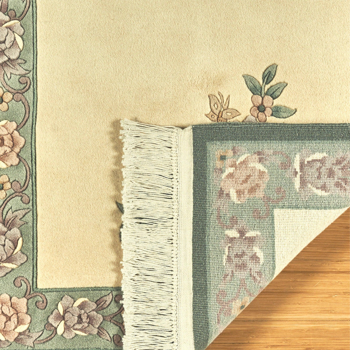 Pagoda Hand Knotted Rug Collection, Shan Floral Ivory Sage