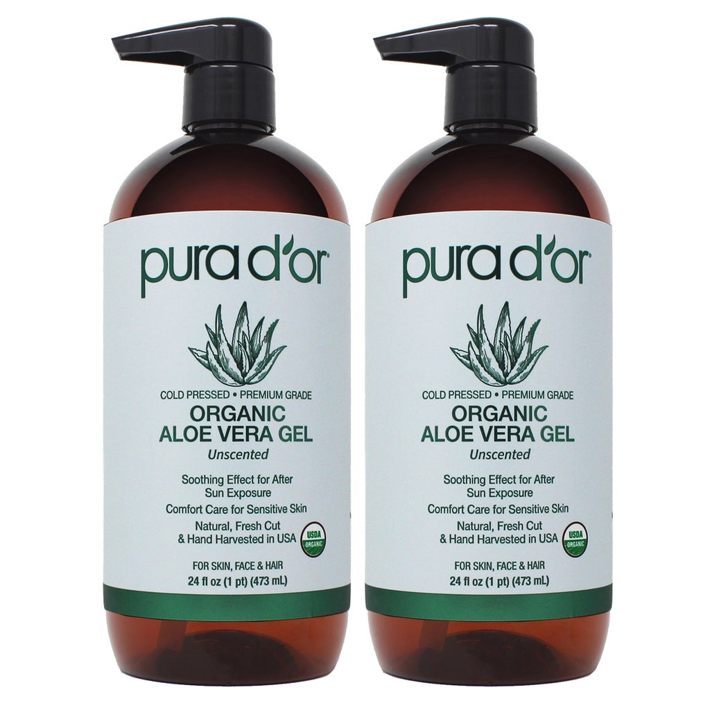 pura d'or Organic Aloe Vera Gel, 24 fl oz, 2-pack - product image