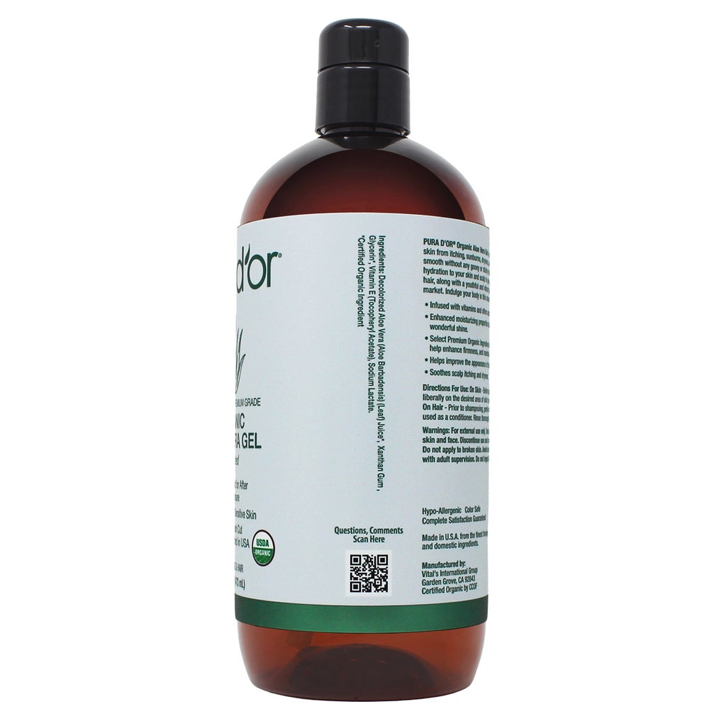 pura d'or Organic Aloe Vera Gel, 24 fl oz, 2-pack - product image