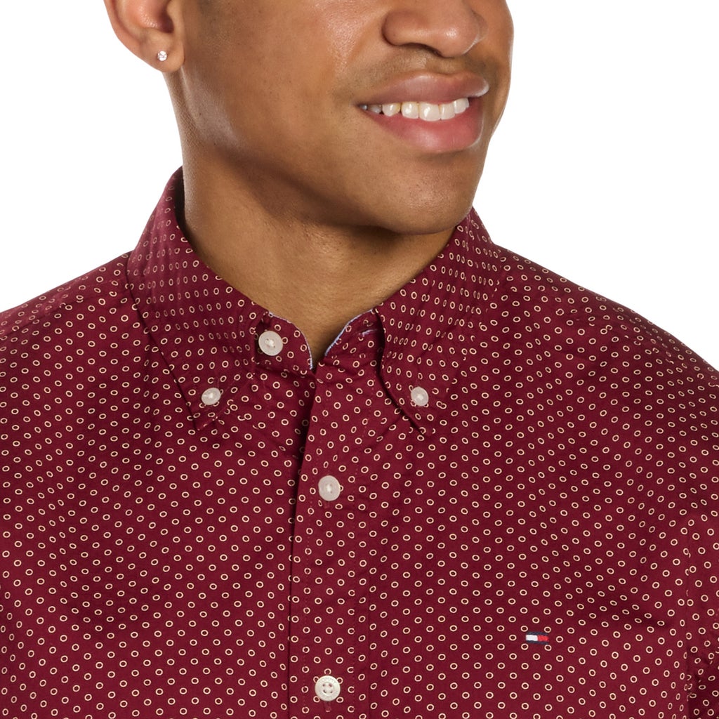 [color:red] Tommy Hilfiger Men's Short Sleeve Woven Shirt - Red - image 3