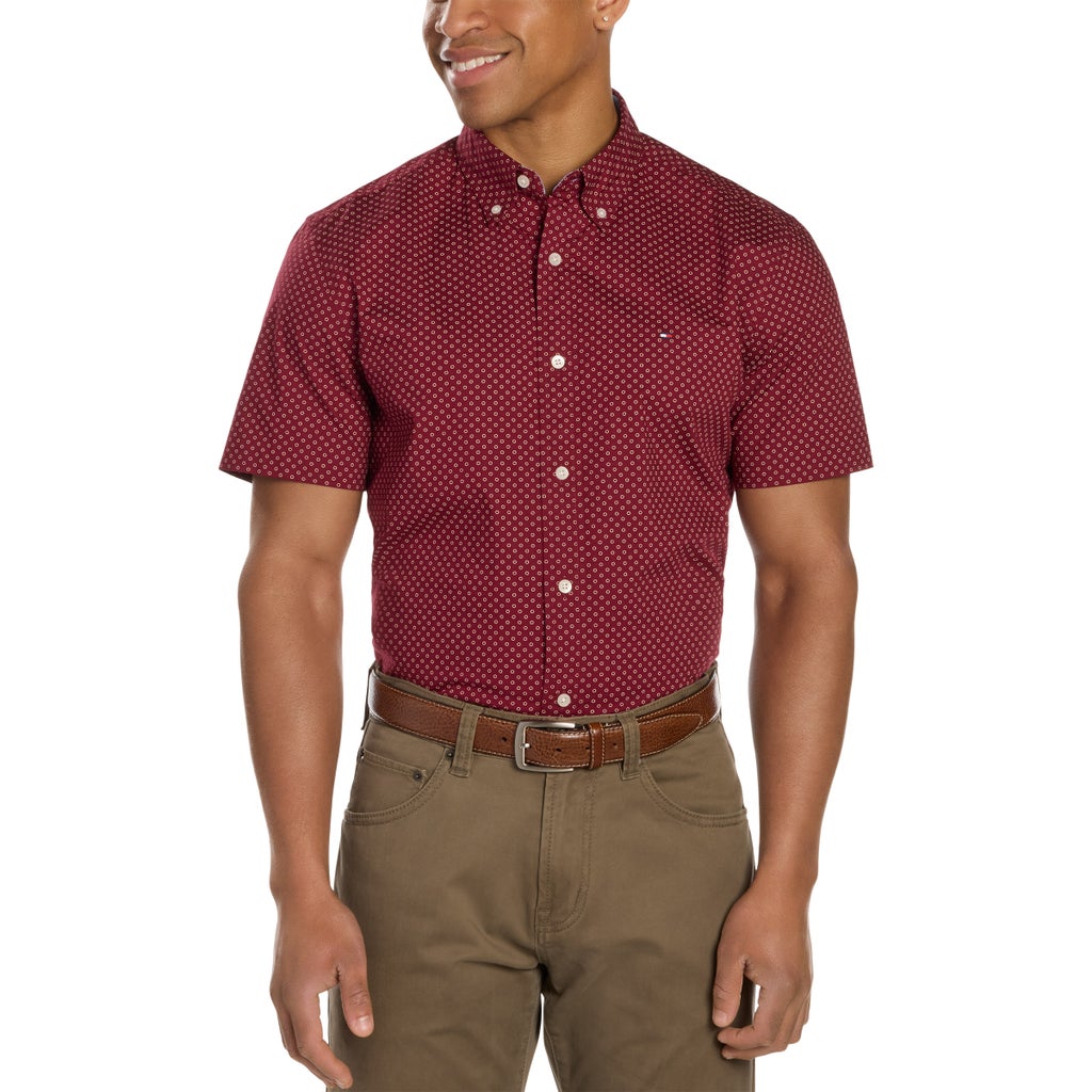 [color:red] Tommy Hilfiger Men's Short Sleeve Woven Shirt - Red - image 5