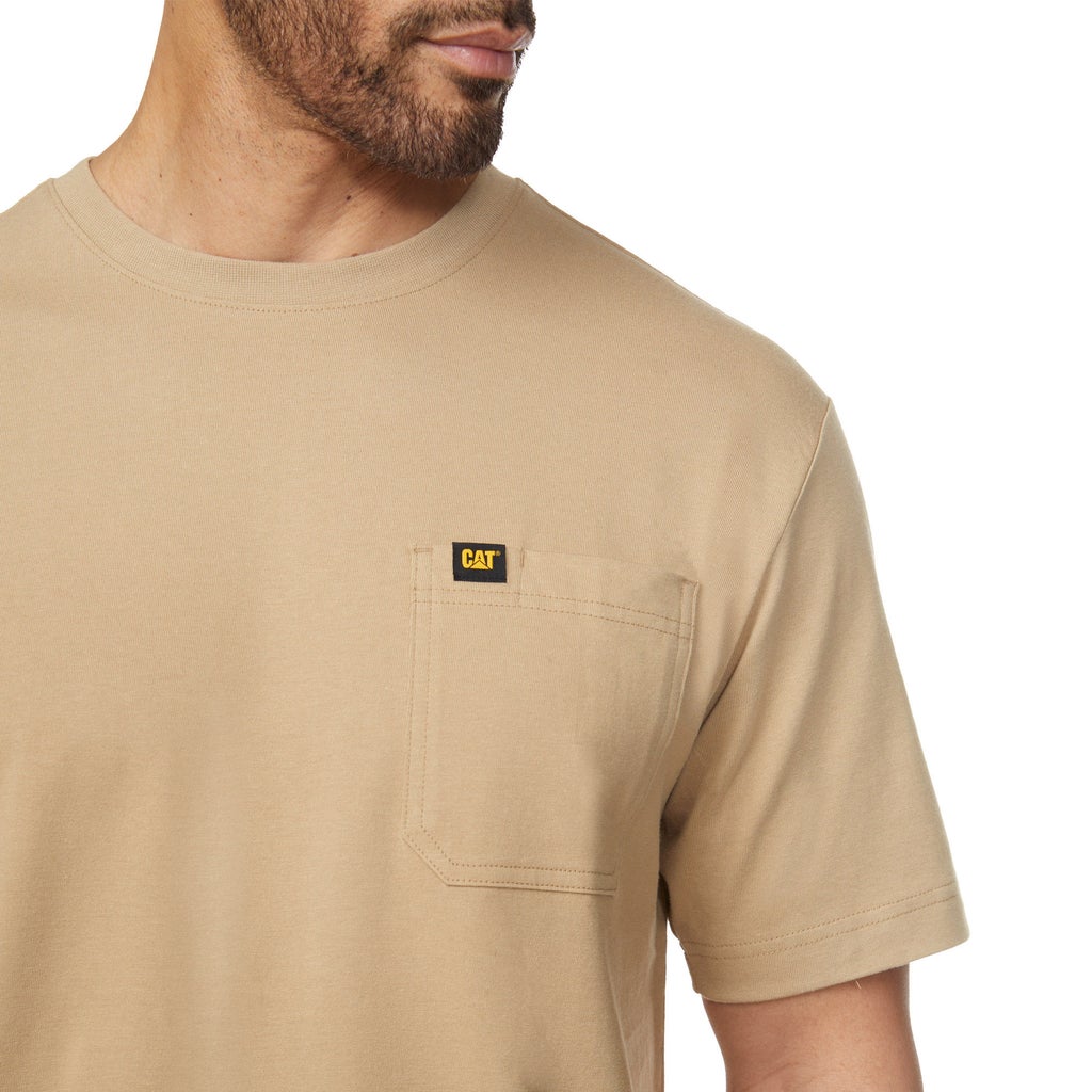 [color:tan] CAT Men's Pocket Tee - Tan - image 3