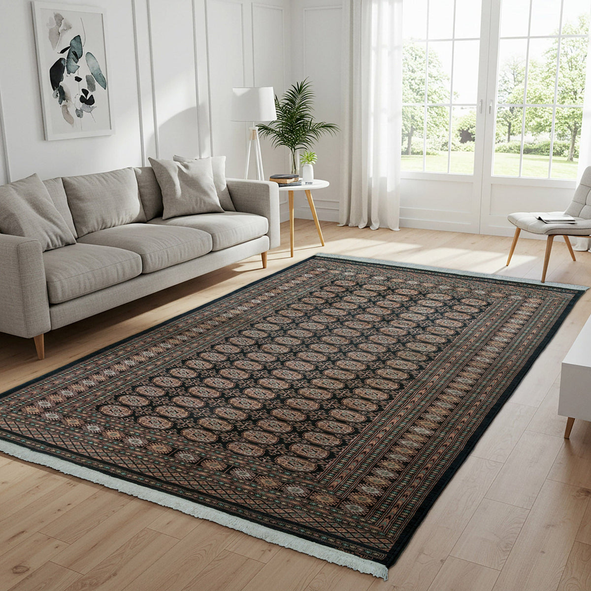 Pakistani Hand Knotted Rug Collection, Classic Bukhara Kuba Black