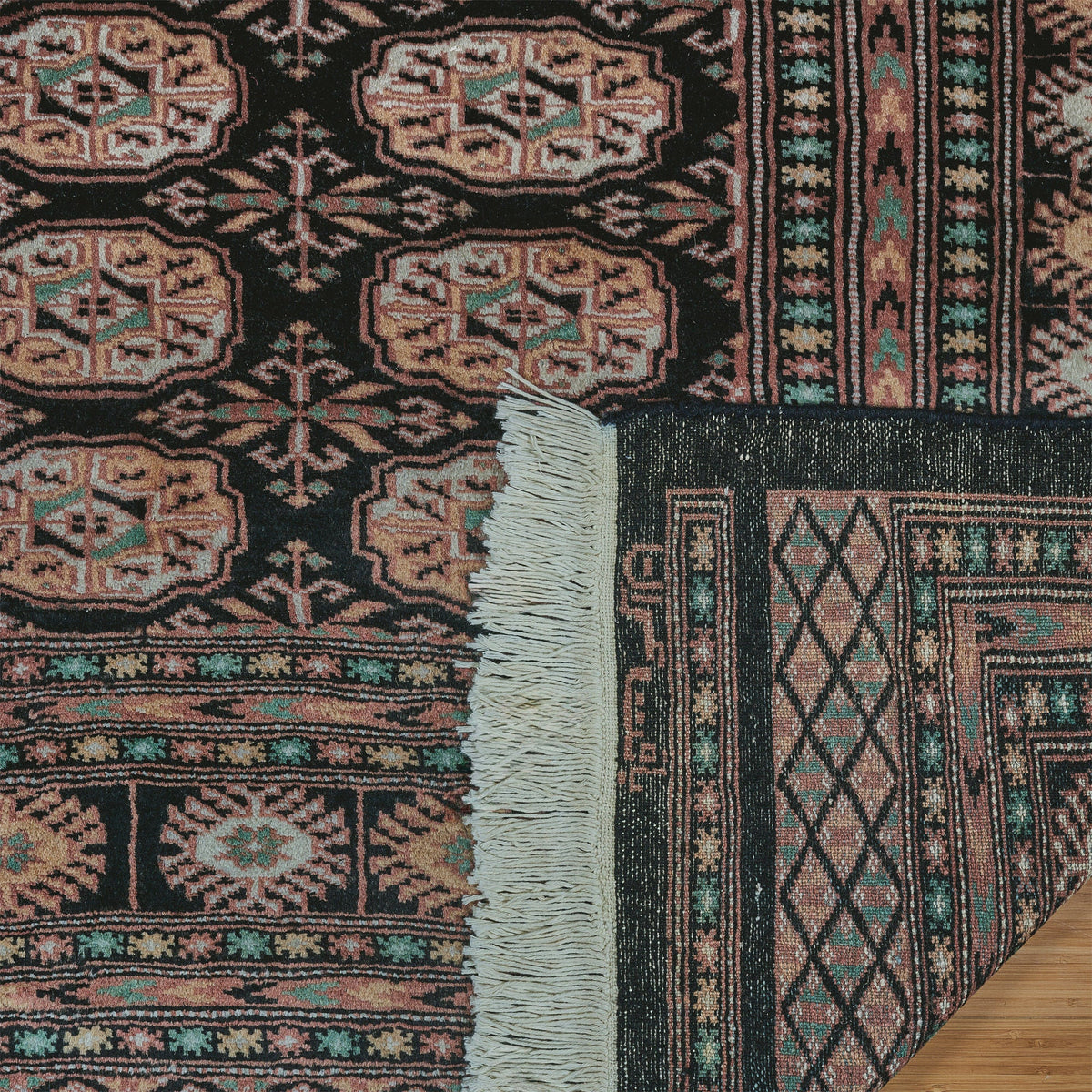 Pakistani Hand Knotted Rug Collection, Classic Bukhara Kuba Black