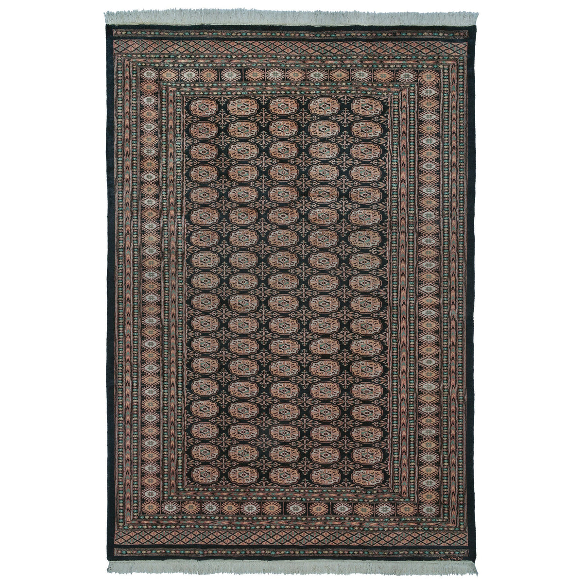 Pakistani Hand Knotted Rug Collection, Classic Bukhara Kuba Black