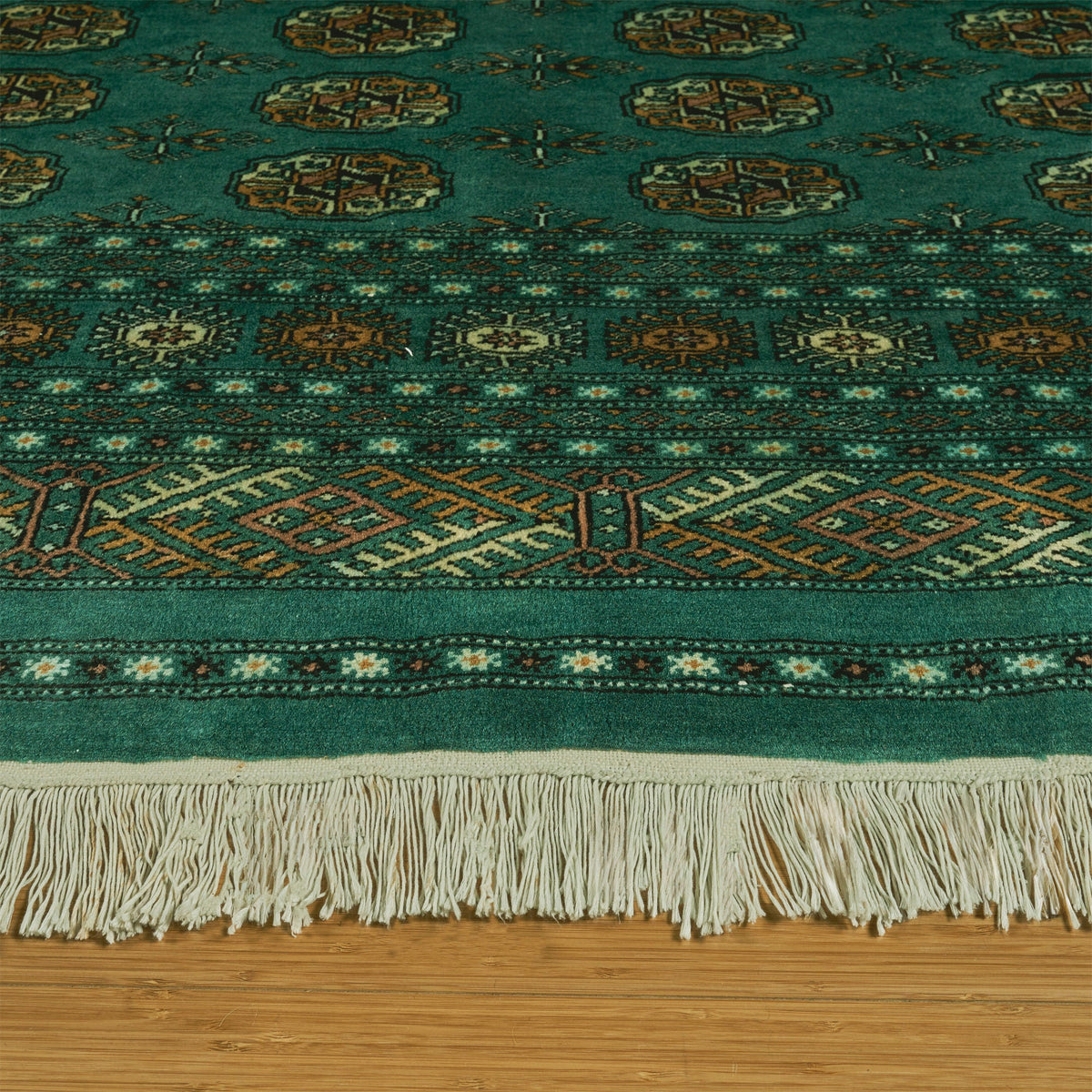 Pakistani Hand Knotted Rug Collection, Classic Bukhara Donegal Green