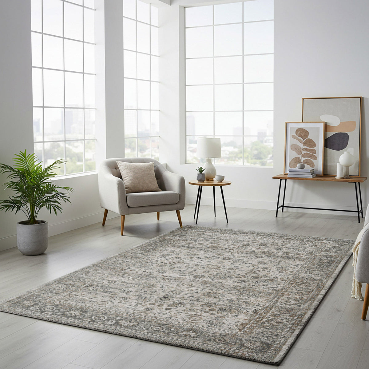 Divina Area Rug, Leona Gray, 5'3” x 7'