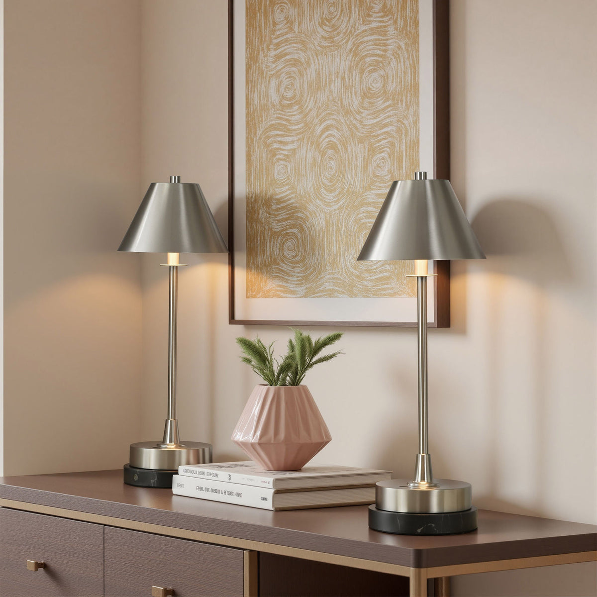 StyleCraft Cordless  LED Rechargeable Table Lamp, 2-pack