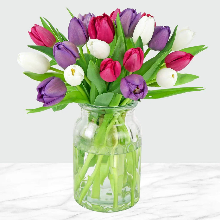 Valentines Day Rainbow Tulips Fresh Cut Floral Arrangement, 20-stems