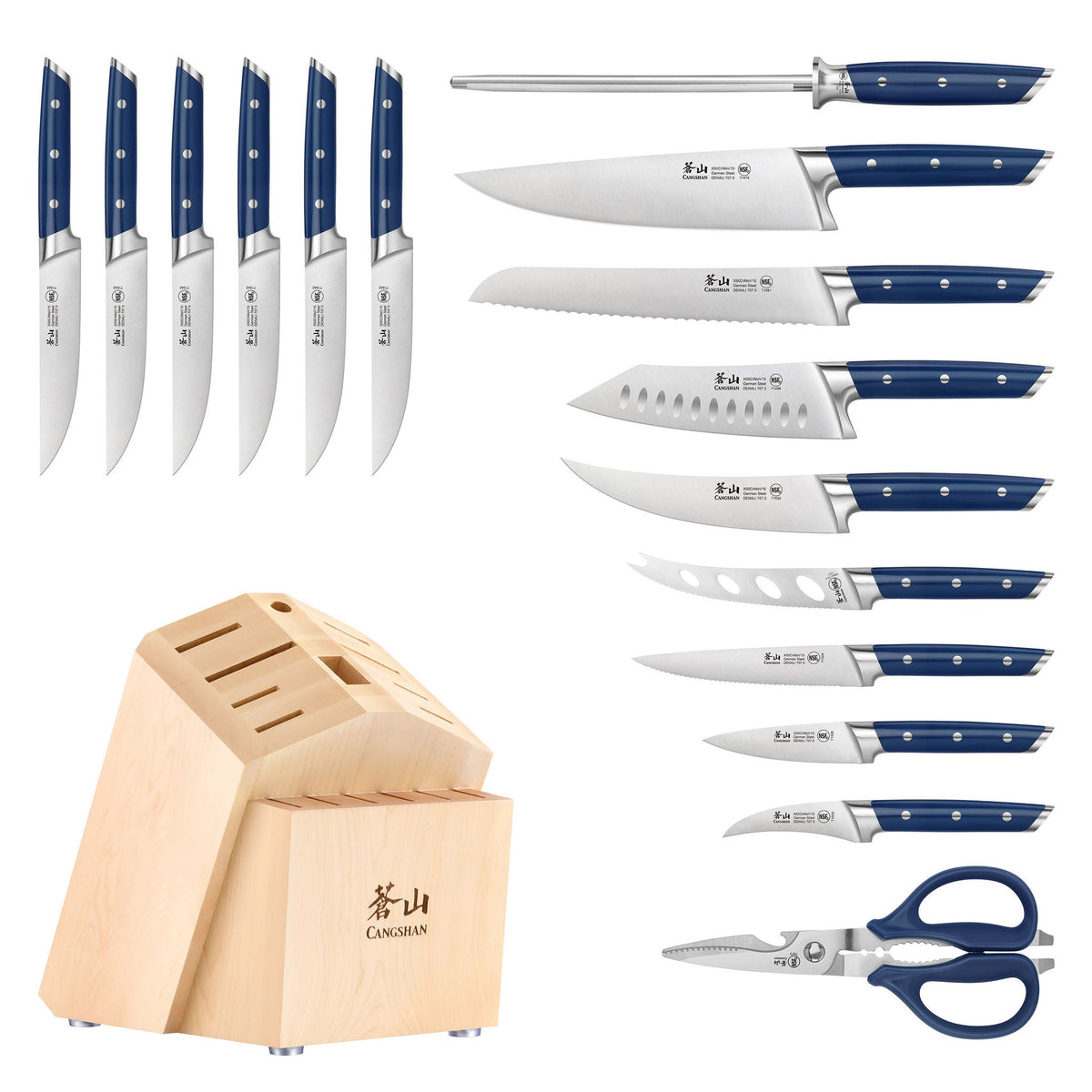 Cangshan Denali Series German Steel Forged 17-piece Knife Block Set