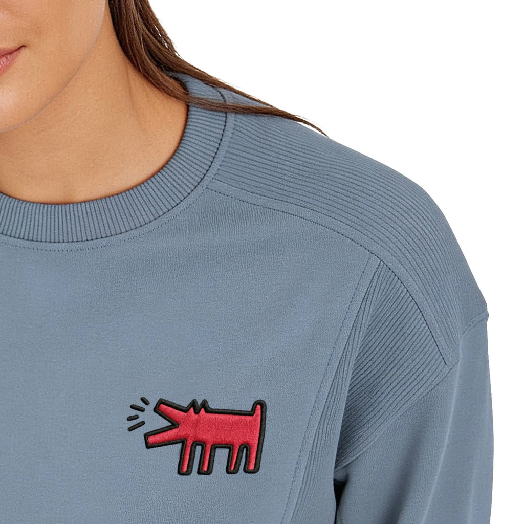 [color:blue] Keith Haring Women's Crew & Jogger Lounge Set - Blue - image 2