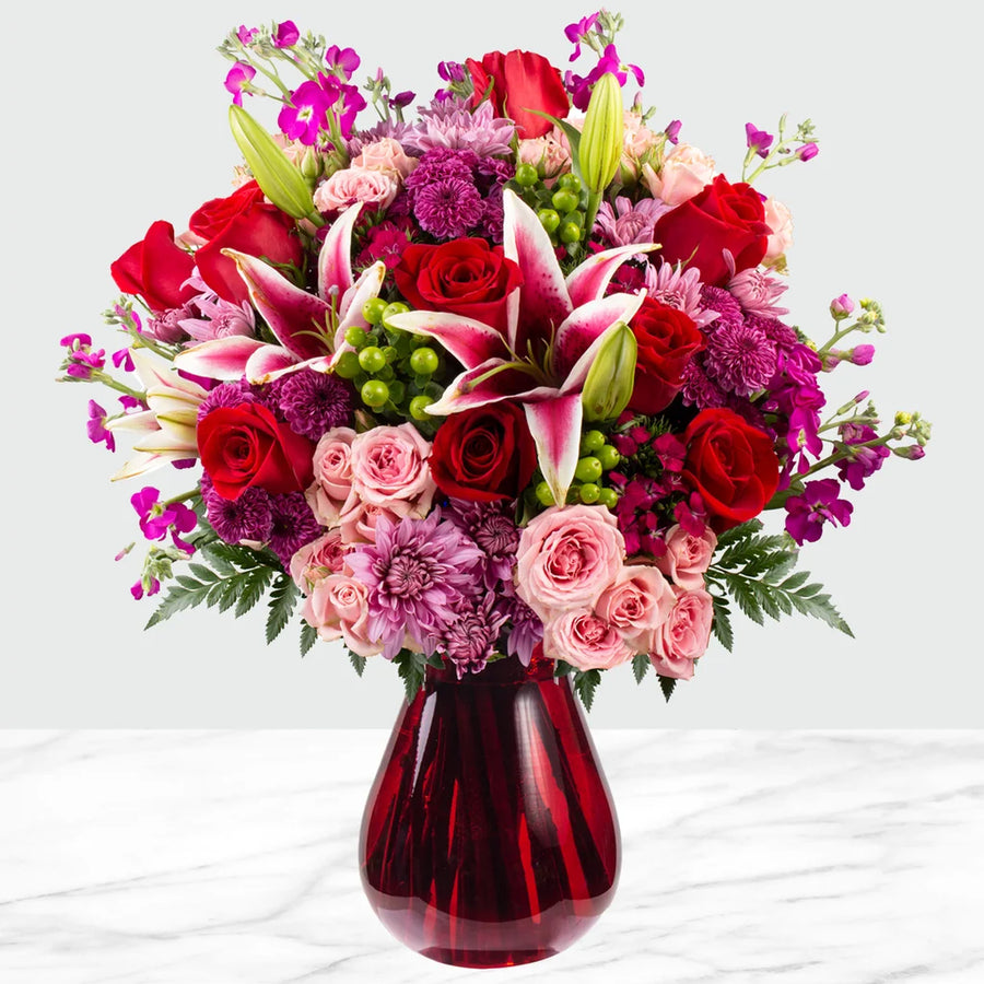 Valentines Day Hugs and Kisses Vase Arrangement
