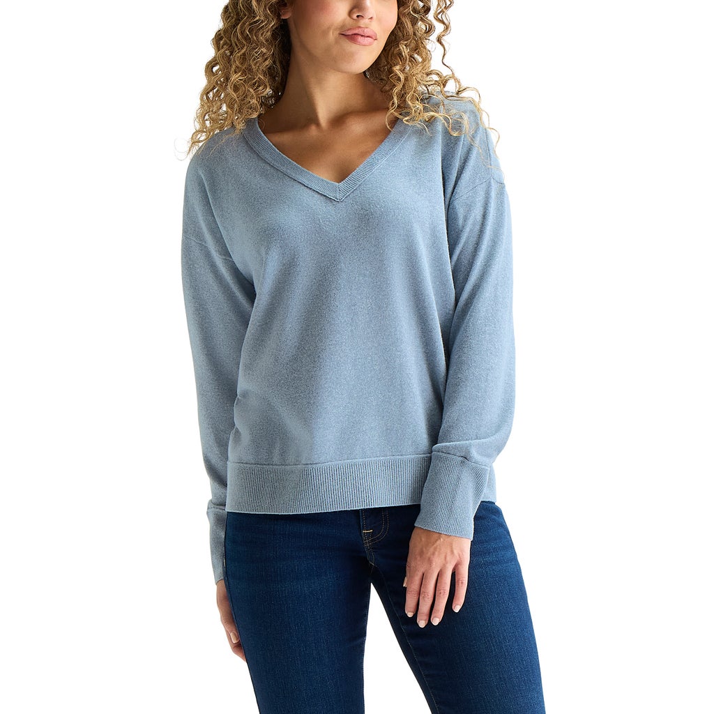 [color:light blue] Lucky Brand Women's V-Neck Sweater - Light Blue - image 1