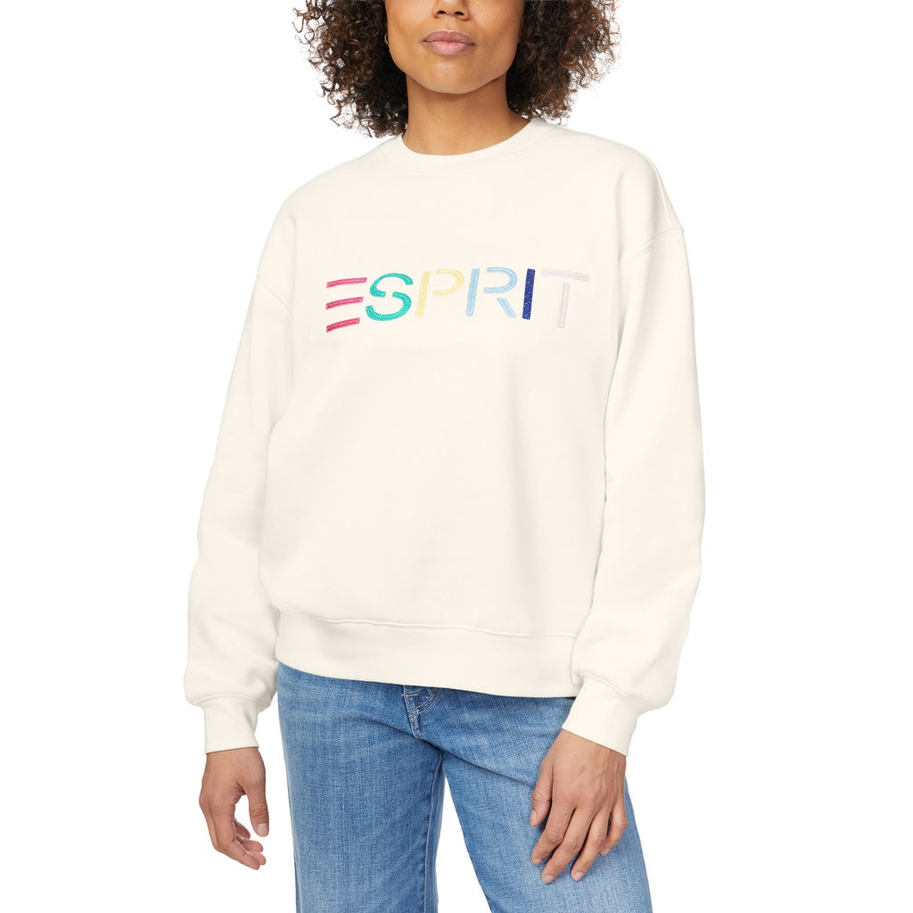 [color:cream] Esprit Women's Logo Fleece Crewneck - Cream - image 8