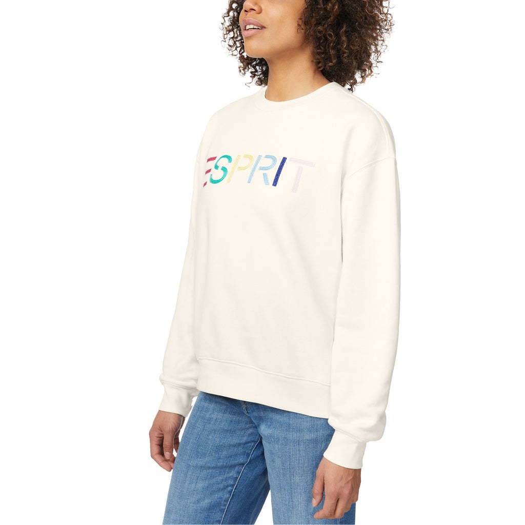 [color:cream] Esprit Women's Logo Fleece Crewneck - Cream - image 9
