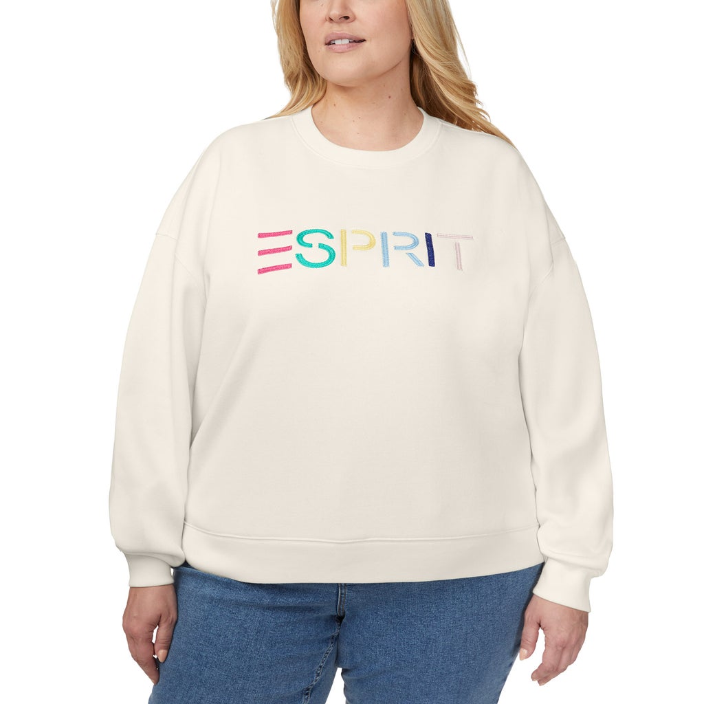[color:cream] Esprit Women's Logo Fleece Crewneck - Cream - image 11