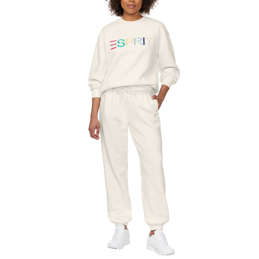 [color:cream] Esprit Women's Logo Fleece Crewneck - Cream - image 14