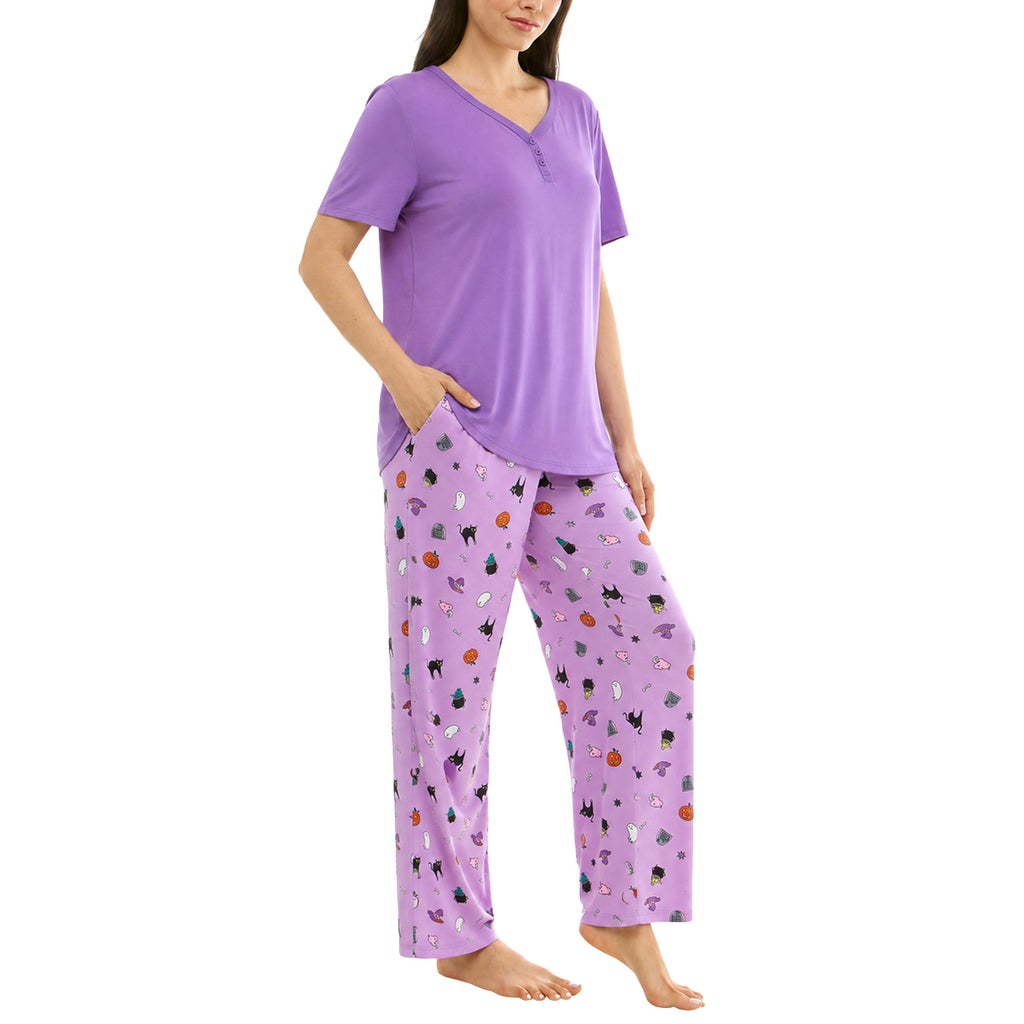 [color:purple] Jaclyn Women's Halloween 3-piece PJ Set - Purple - image 9