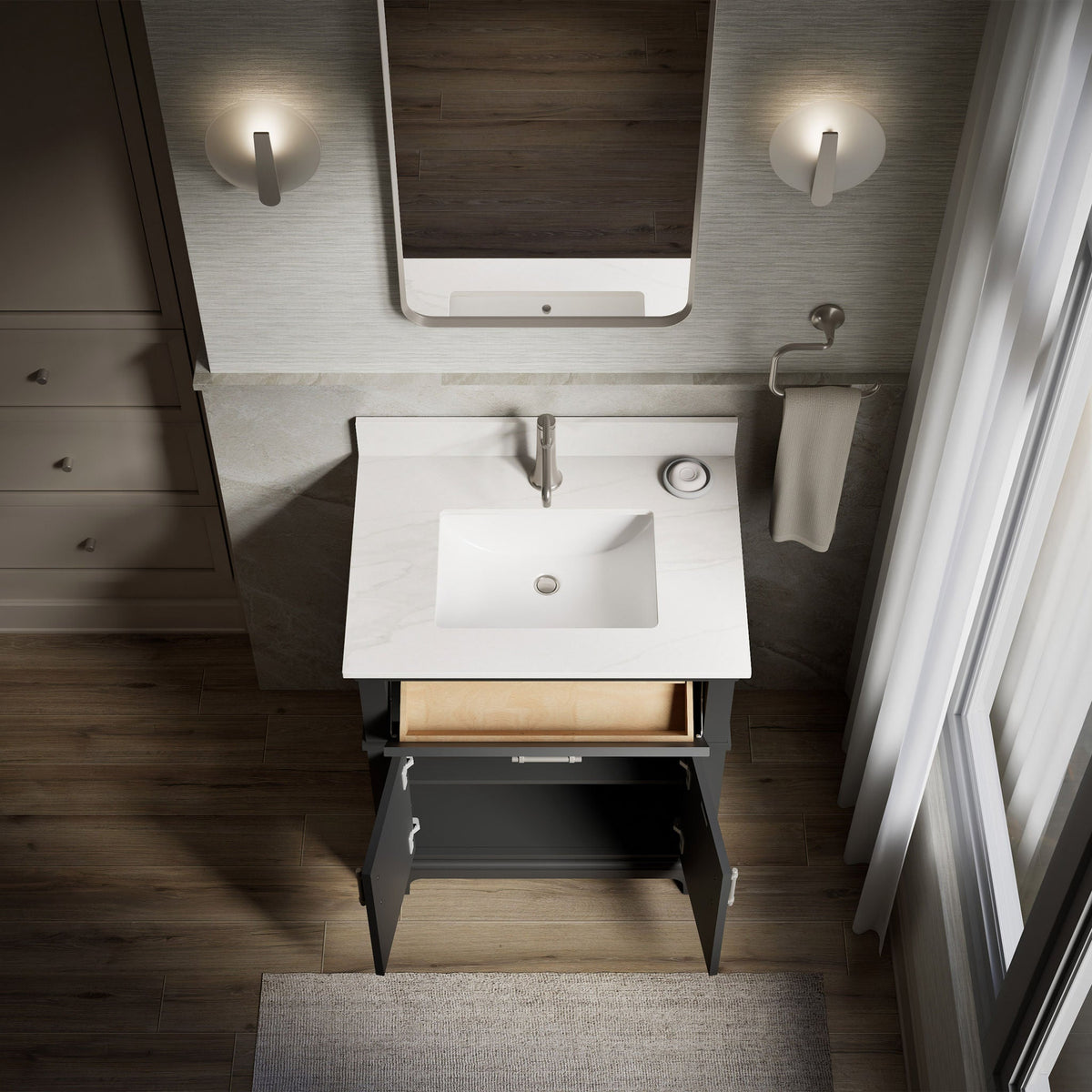 Kohler Chulton Bathroom Vanity with Sink and Quartz Top in Gray