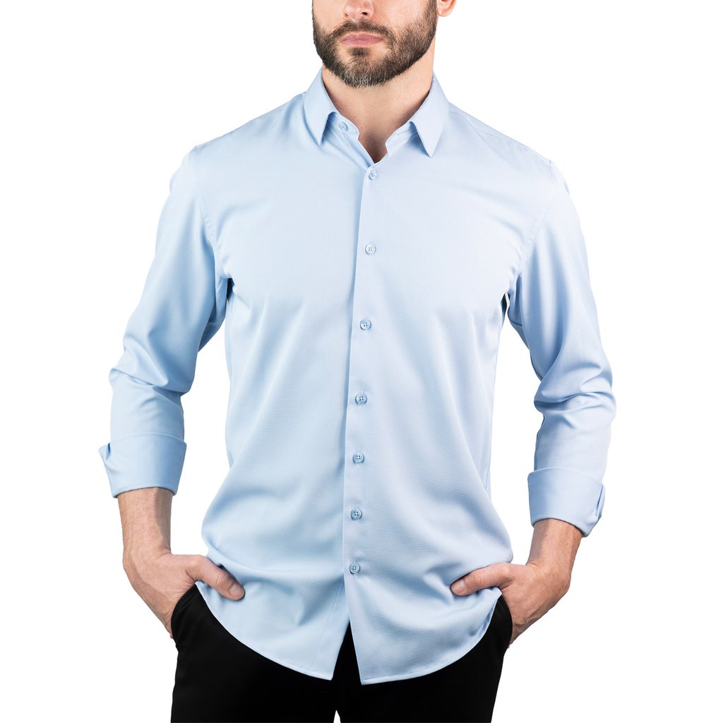 [color:light blue] Eddie Bauer Men's Button-Up Dress Shirt - Light Blue - image 3
