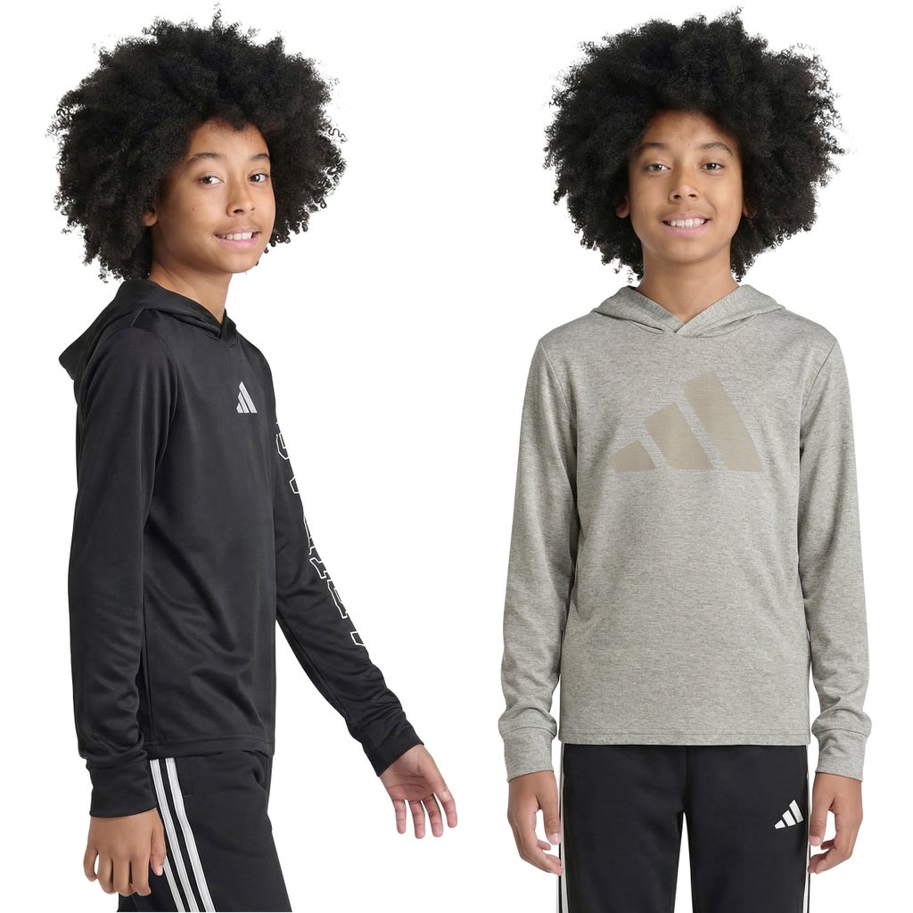 [color:black] adidas Youth 2-pack Hooded Tee - Black - image 3
