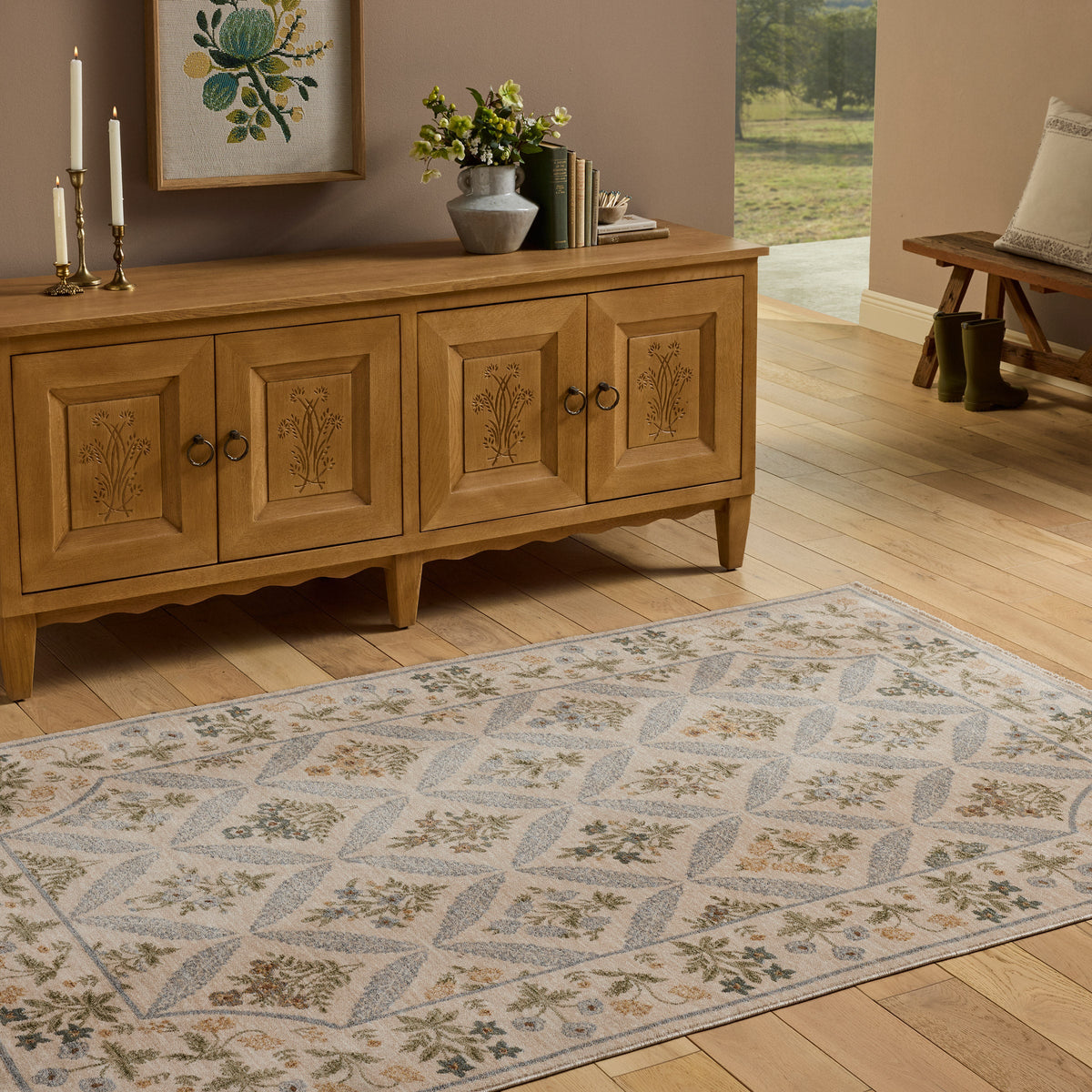 Rifle Paper Co. x Loloi Figaro Area Rug, Cream, 5' x 7'11”